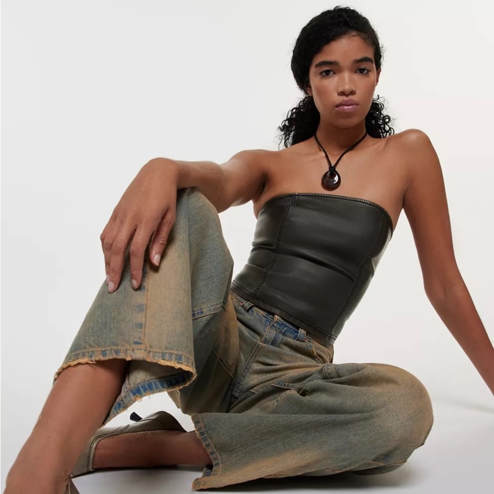 NWT Urban Outfitters Silence + Noise Luna Faux Leather Tube Top